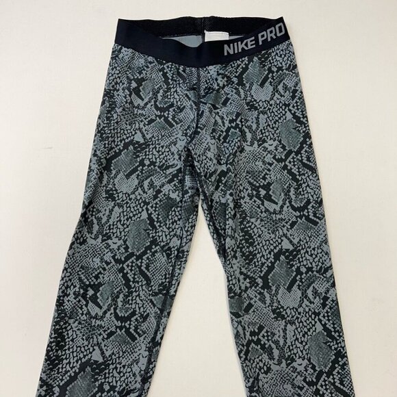 Nike Pro Womens Cropped Pants Multicolor Dri Fit Pull On Stretch Snake Print S - Picture 2 of 10